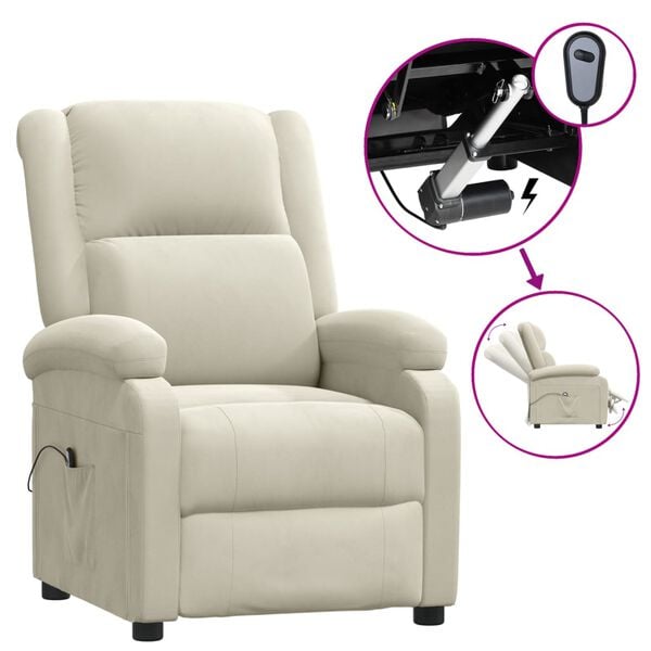 vidaXL Elektrick&eacute; skl&aacute;pacie kreslo, kr&eacute;mov&eacute;, zamat