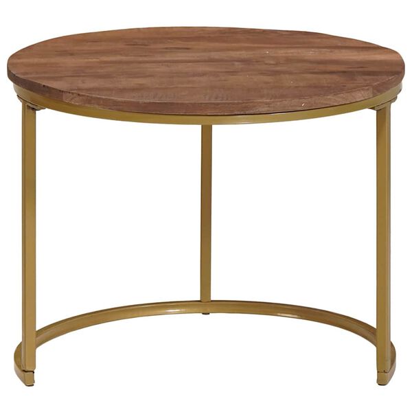 vidaXL Skladacie kávové stoly 2 pcs Masívny mangovníkový drevo a oceľ