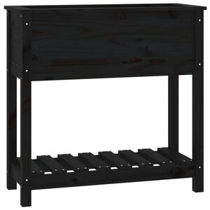 vidaXL Kvetin&aacute;č s policou čierny 82,5x34,5x81 cm mas&iacute;vna borovica