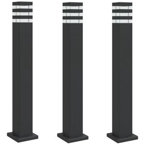 vidaXL Vonkaj&scaron;ie stojace lampy 3 ks čierna 80 cm hlin&iacute;k