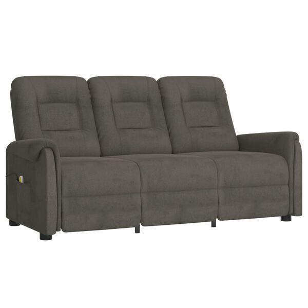 vidaXL 3-miestne sklápacie masážne kreslo, tmavosivé, mikrovlákno