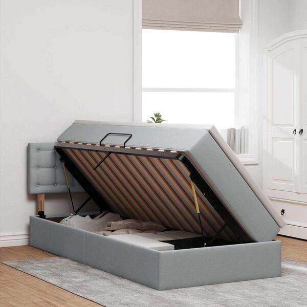 vidaXL Postel s &uacute;ložn&yacute;m prostorem a matrac&iacute; Svetlosiv&aacute; 100 x 200 cm