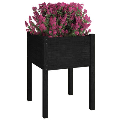 vidaXL Záhradné kvetináče 2 ks čierne 50x50x70 cm borovicový masív