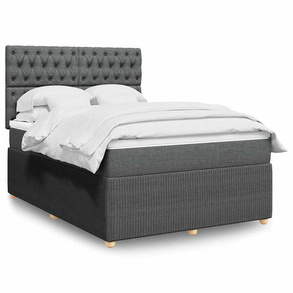 vidaXL Boxspring posteľ s matracom tmavosiv&aacute; 140x200 cm l&aacute;tka