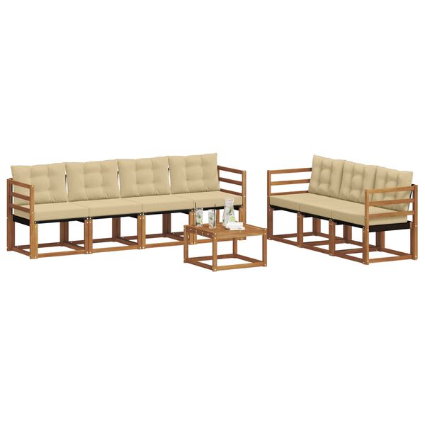 vidaXL Z&aacute;hradn&aacute; s&uacute;prava gaučov s vank&uacute;&scaron;om 8 pcs Pr&iacute;rodn&aacute; a b&eacute;žov&aacute;