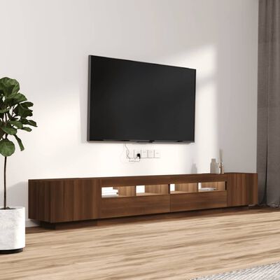 vidaXL 3-dielna súprava TV skriniek s LED hnedý dub spracované drevo