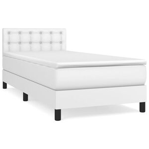 vidaXL Boxspring posteľ s matracom biela 90x200 cm umel&aacute; koža