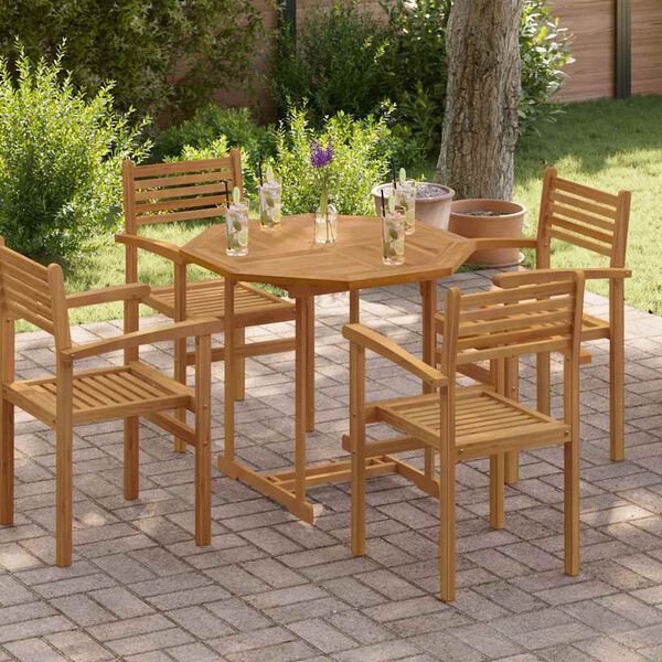 vidaXL Stolov&aacute; doska 90x90x2,5 cm osemuholn&iacute;k mas&iacute;vne teakov&eacute; drevo