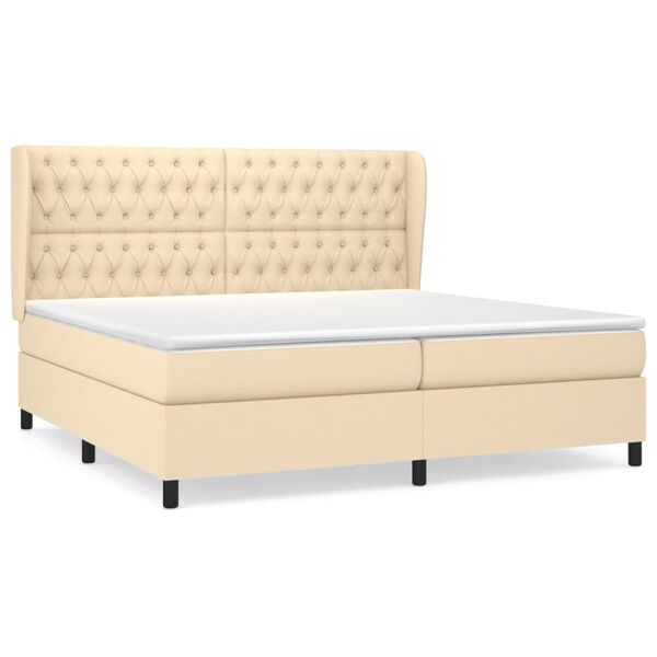 vidaXL Boxspring posteľ s matracom kr&eacute;mov&aacute; 200x200 cm l&aacute;tka