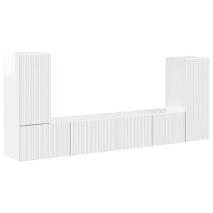 vidaXL Zostava TV skriniek 4 pcs Vysok&yacute; lesk bielej Kompozitn&eacute; drevo
