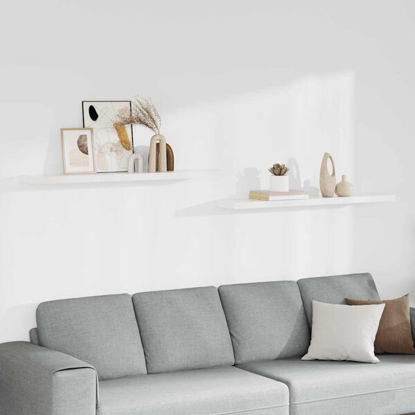 vidaXL Pl&aacute;vaj&uacute;ce n&aacute;stenn&eacute; police 2 ks, biele 120x23,5x3,8 cm, MDF