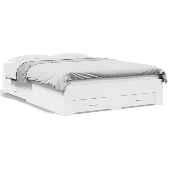 vidaXL Posteľn&yacute; r&aacute;m so z&aacute;suvkami biely 120x200 cm kompozitn&eacute; drevo