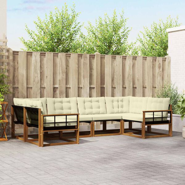 vidaXL Z&aacute;hradn&aacute; s&uacute;prava gaučov s vank&uacute;&scaron;om 6 pcs Pr&iacute;rodn&aacute; a kr&eacute;mov&aacute;