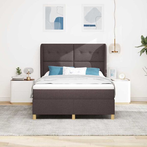 vidaXL Boxspring posteľ s matracom tmavo&scaron;ed&aacute; 90x190 cm Tmavo hned&aacute;