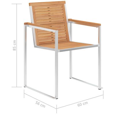 vidaXL Záhradné stoličky 2 ks teakový masív a nehrdzavejúca oceľ