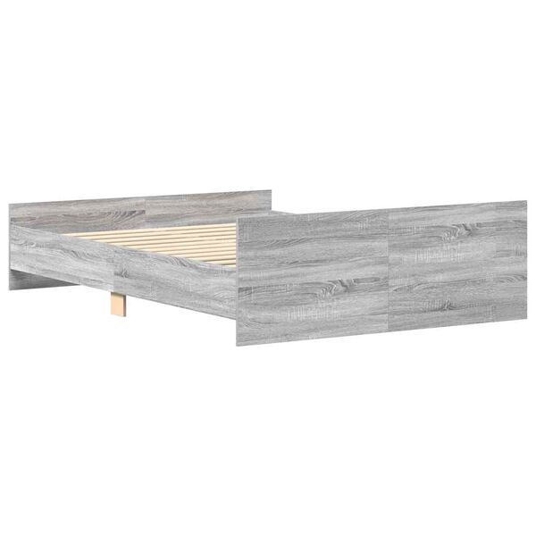 vidaXL Posteľn&yacute; r&aacute;m s predn&yacute;m a zadn&yacute;m čelom, siv&aacute; sonoma 135x190 cm