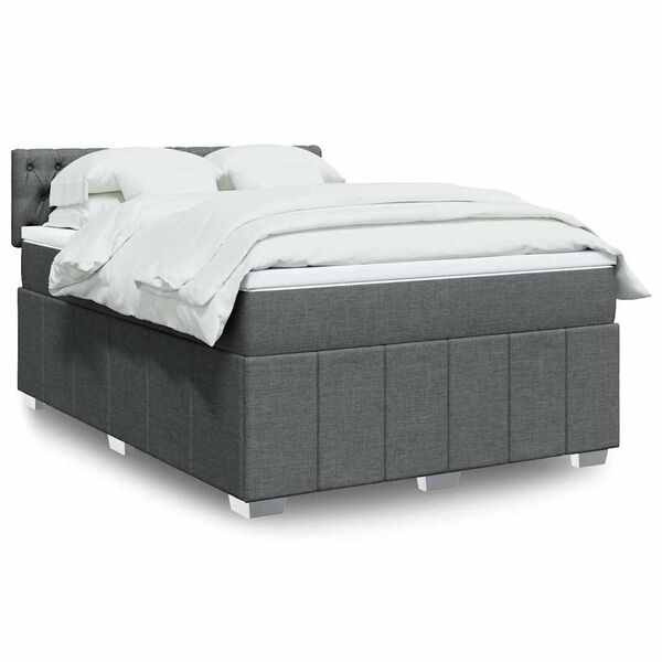 vidaXL Boxspring posteľ s matracom tmavosiv&aacute; 140x190 cm l&aacute;tka