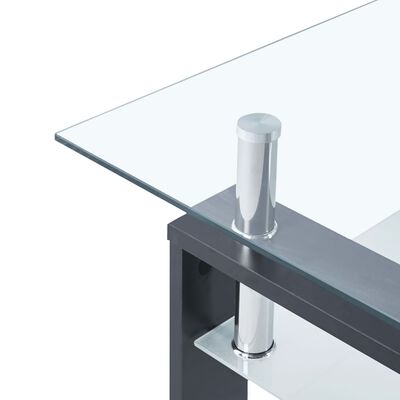 vidaXL Konferenčný stolík sivý a priesvitný 95x55x40 cm tvrdené sklo