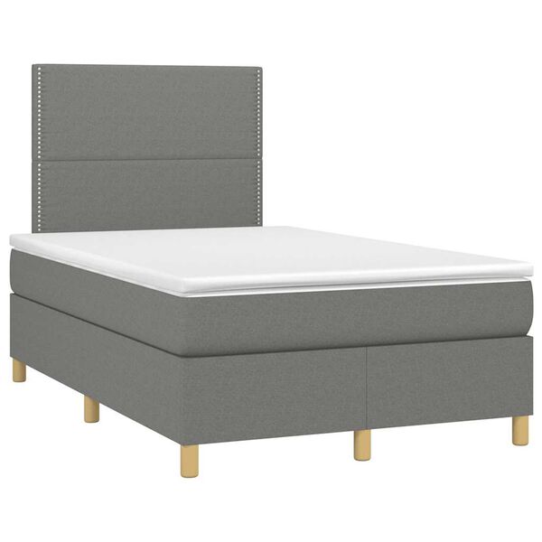 vidaXL Boxspring posteľ s matracom a LED, tmavosiv&aacute; 120x190 cm, l&aacute;tka