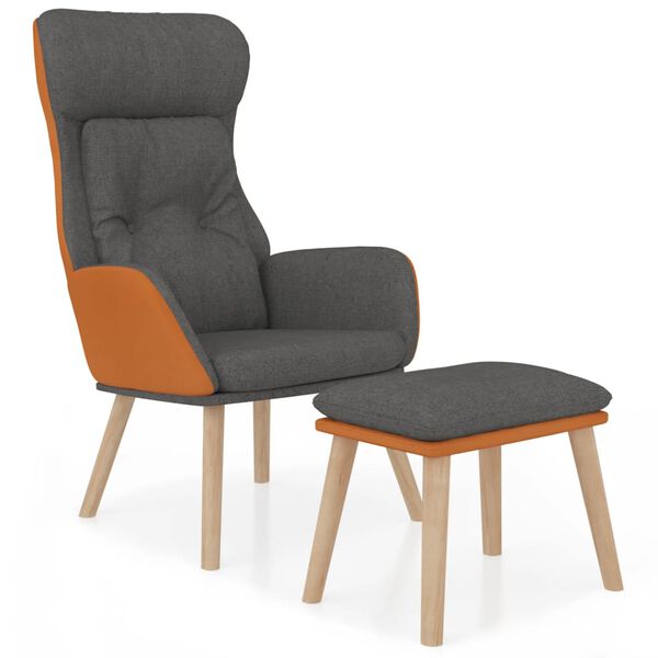 vidaXL Relaxačn&eacute; kreslo s podnožkou tmavosiv&eacute; umel&aacute; koža a l&aacute;tka