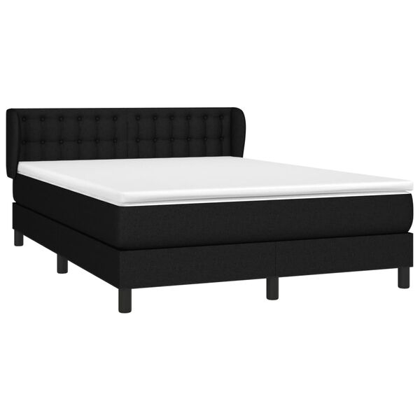 vidaXL Posteľn&yacute; r&aacute;m boxspring s matracom čierny 140x200 cm l&aacute;tka