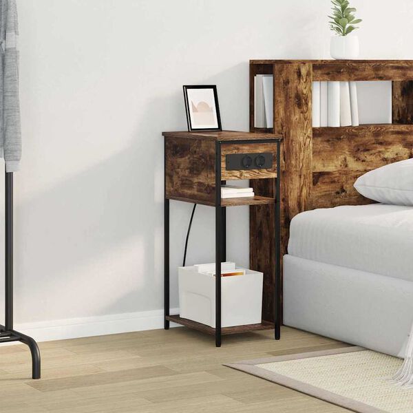 vidaXL Nočn&yacute; stol&iacute;k Dymov&aacute; dub 41 x 28 x 76 cm Kompozitn&eacute; drevo