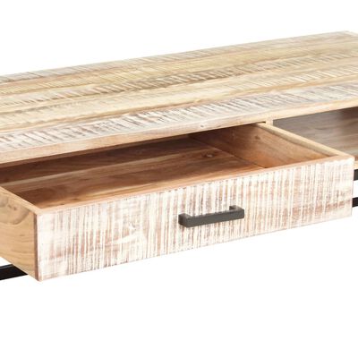 vidaXL Konferenčný stolík biely 117x50x30 cm masívne akáciové drevo