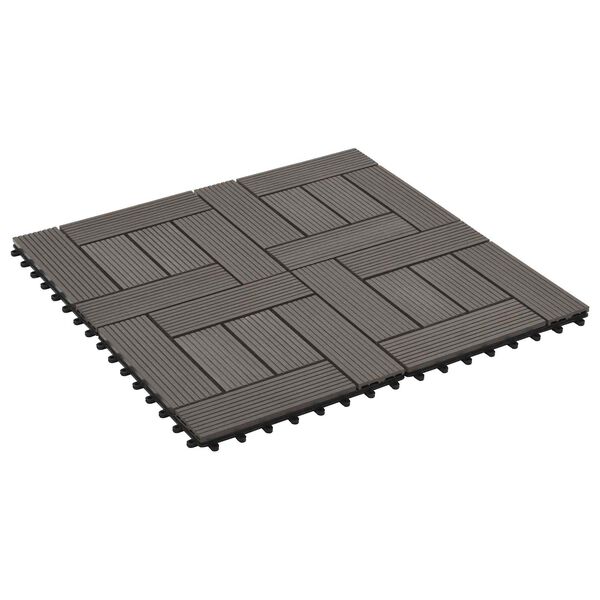 vidaXL Dlažba na terasu 11 pcs Tmavohned&aacute; 30 x 30 cm drevoplast