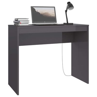 vidaXL Písací stôl, lesklý sivý 90x40x72 cm, kompozitné drevo