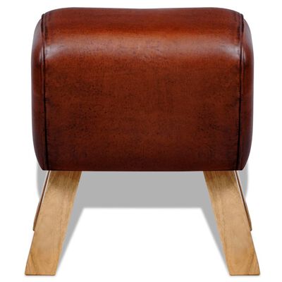 Hnedá stolička z pravej kože 40 x 30 x 45 cm