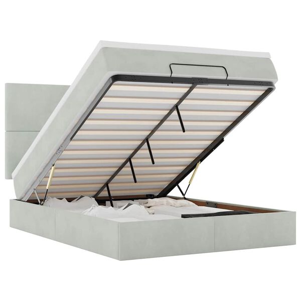 vidaXL Osmanská posteľ s matracmi Svetlosivá 140x190cm Zamat