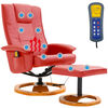 vidaXL Masážne kreslo s podnožkou, červené, umelá koža