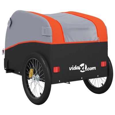 vidaXL Vozík za bicykel, čierno oranžový 30 kg, železo