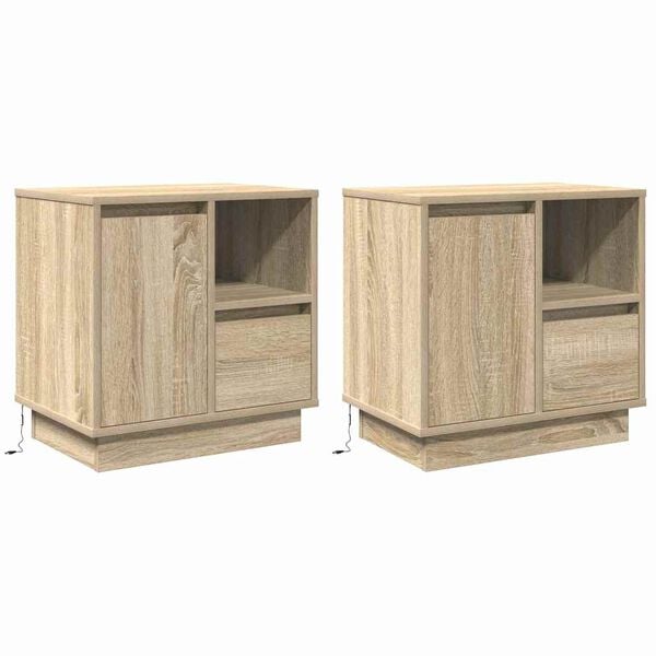 vidaXL Nočn&yacute; stol&iacute;k so z&aacute;suvkou 2 pcs Sonoma dub 50 x 34,5 x 50 cm