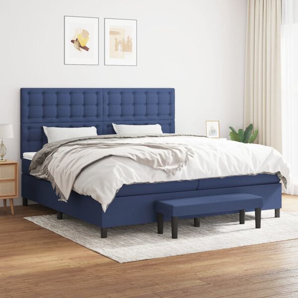 vidaXL Boxspring posteľ s matracom modr&aacute; 200x200 cm l&aacute;tka