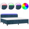 vidaXL Posteľn&yacute; r&aacute;m boxsping matrac a LED tmavomodr&yacute; 200x200 cm zamat