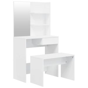 vidaXL Sada toaletn&eacute;ho stol&iacute;ka leskl&aacute; biela 74,5x40x141 cm