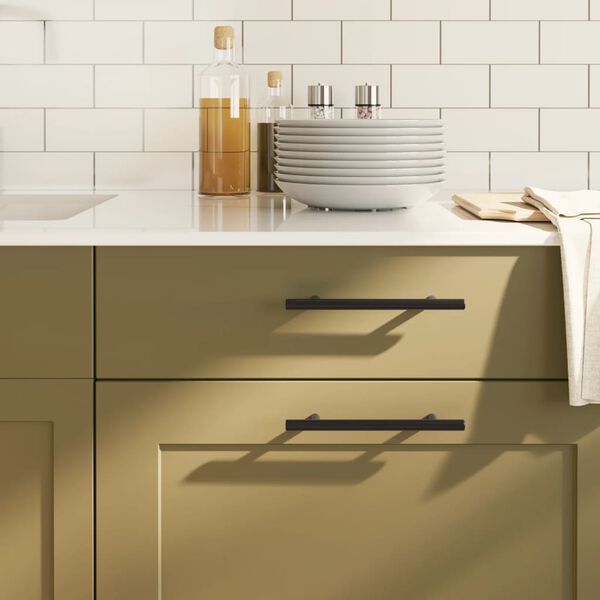 vidaXL Rukoväte na skrinku 10 ks čierne 128 mm nehrdzavejúca oceľ