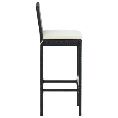 vidaXL Záhradné barové stoličky s vankúšmi 2 ks čierne polyratan