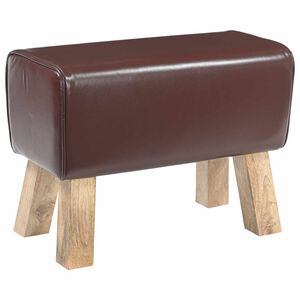 vidaXL lavička 60 x 30 x 45 cm Skutočn&aacute; koža Tmavohned&aacute;