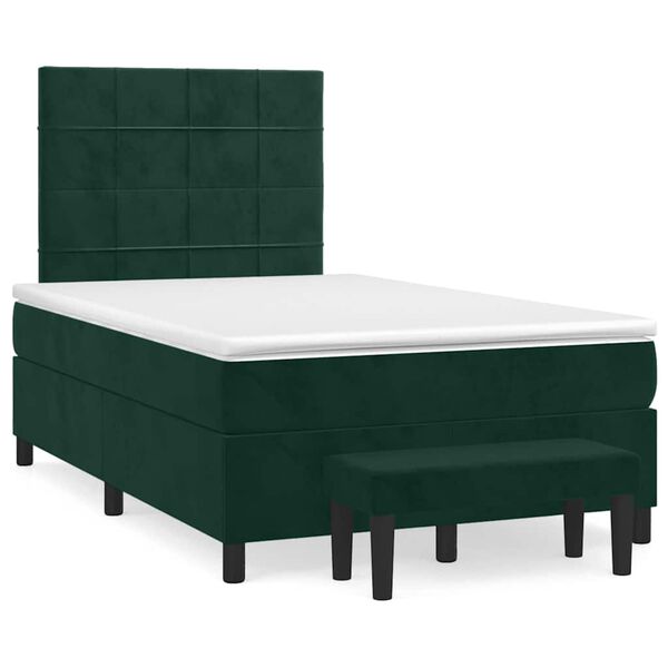 vidaXL Boxspring posteľ s matracom, tmavozelen&aacute; 120x190cm, zamat
