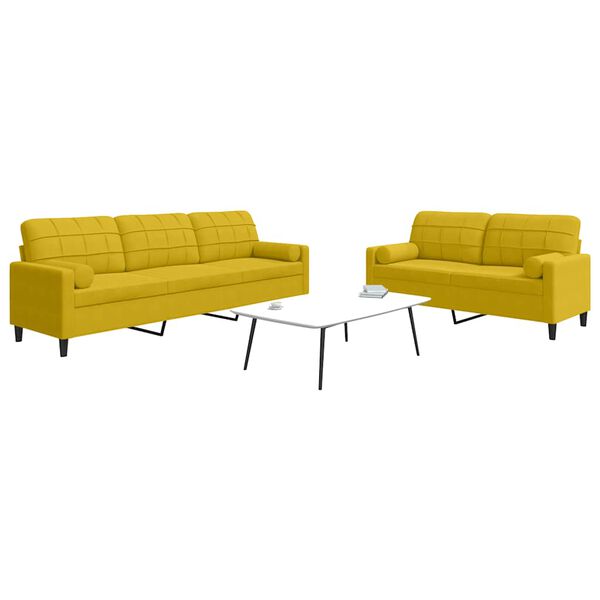 vidaXL 2-dielna sedacia s&uacute;prava vank&uacute;&scaron;e a podhlavn&iacute;k žlt&aacute; zamat