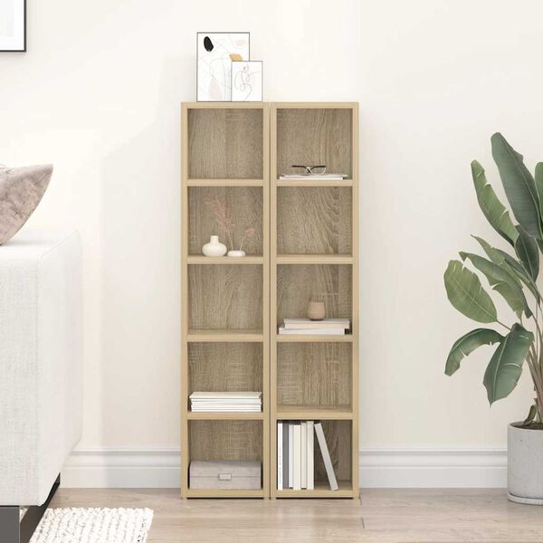 vidaXL Skrinky na CD 2 ks, dub sonoma 21x16x93,5 cm, kompozitn&eacute; drevo