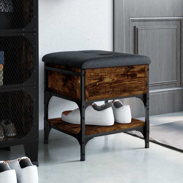 vidaXL Lavička na top&aacute;nky dymov&yacute; dub 42x42x45 cm kompozitn&eacute; drevo