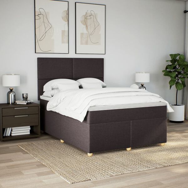 vidaXL Boxspring posteľ s matracom tmavohned&aacute; 160x200 cm l&aacute;tka