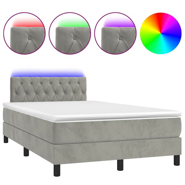 vidaXL Boxspring posteľ s matracom a LED, svetlosiv&aacute; 120x190 cm, l&aacute;tka