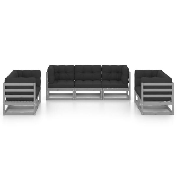 vidaXL 7-dielna záhradná súprava s podložkami, borovicový masív