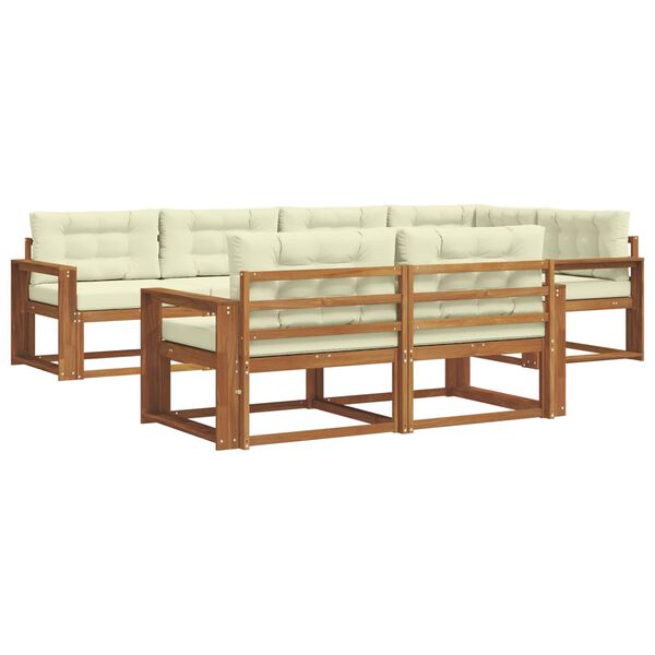 vidaXL Z&aacute;hradn&aacute; s&uacute;prava gaučov s vank&uacute;&scaron;om 7 pcs Pr&iacute;rodn&aacute; a kr&eacute;mov&aacute;