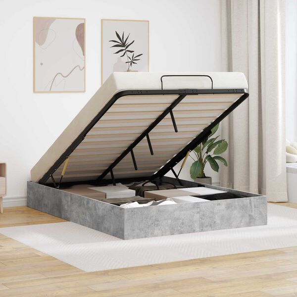 vidaXL Otomanov&yacute; posteľn&yacute; r&aacute;m s &uacute;ložiskom Bet&oacute;novo Siv&aacute; 150 x 200 cm