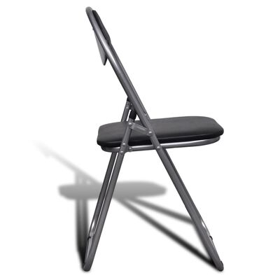 vidaXL Skladacie jedálenské stoličky 6 ks, čierne, umelá koža a oceľ